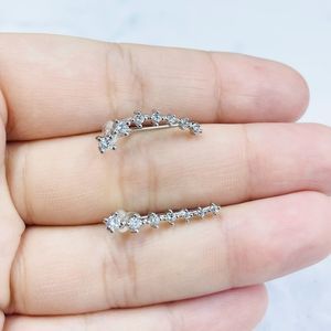Silver finish Zircon Crystal Stud Earring eat hook
